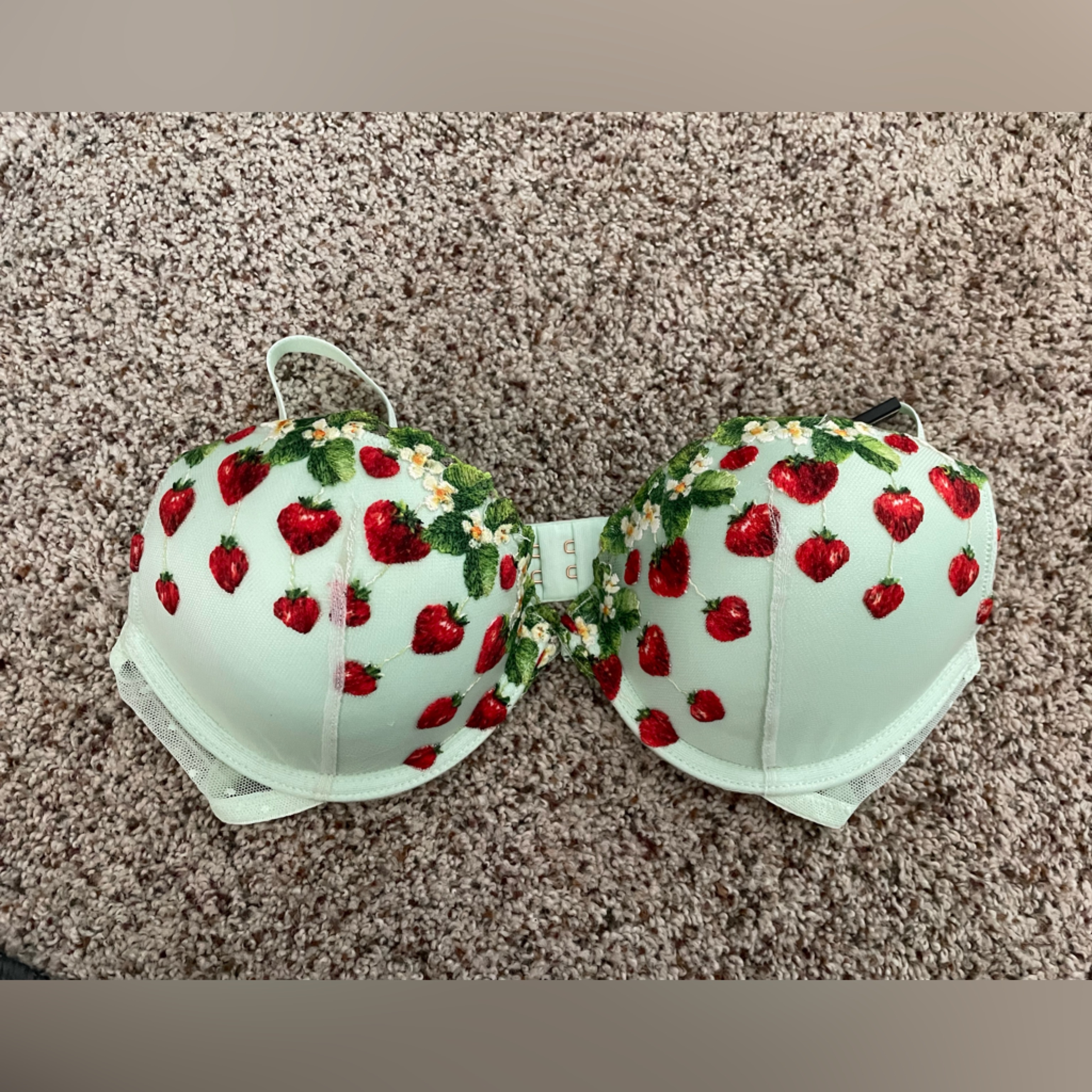 Brand New Victoriassecret Mint Green Strawberry Push Up Bra Brand New Victoriassecret Mint Green Strawberry Push Up Bra